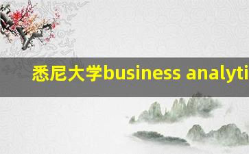 悉尼大学business analytics